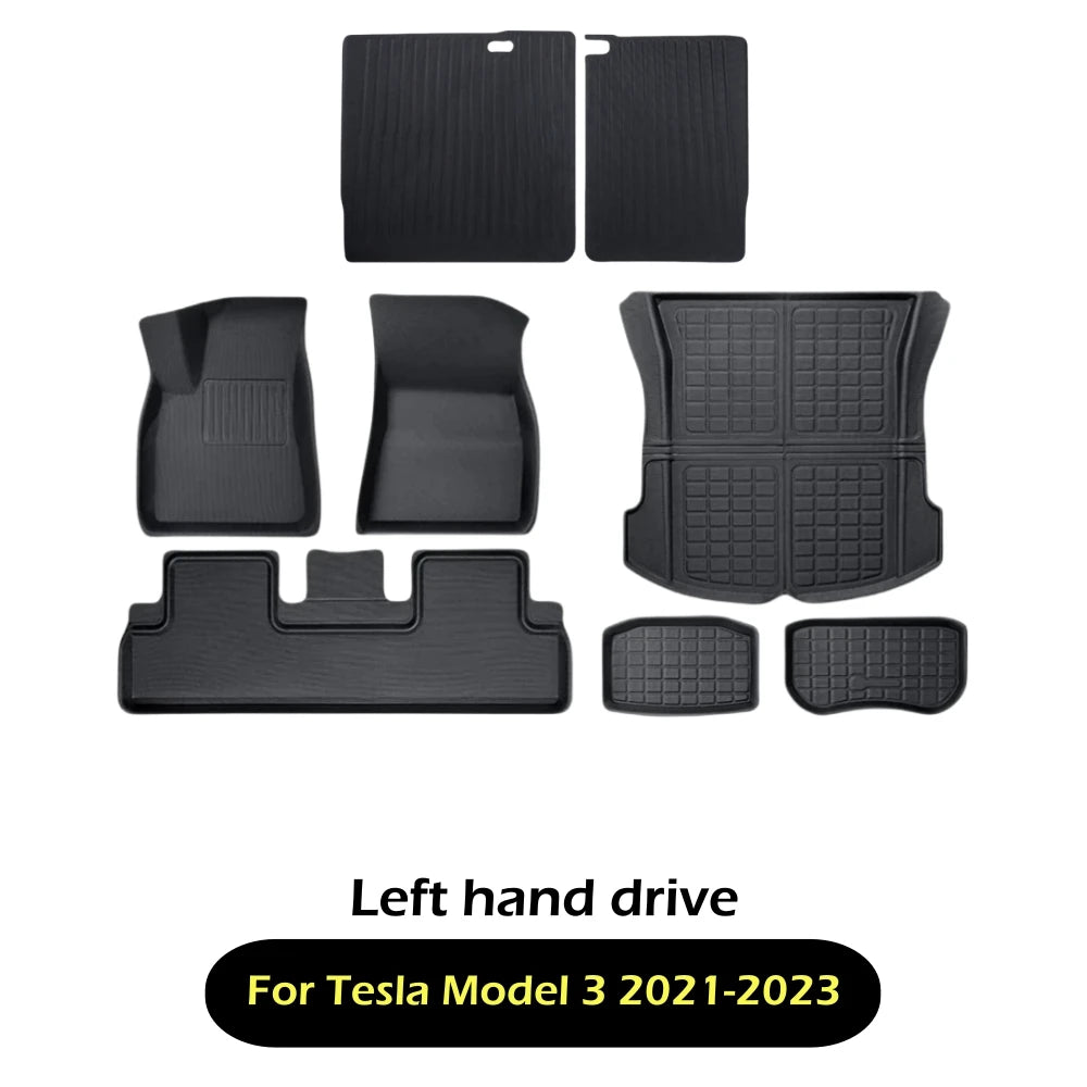 tapis sol 3d luxueux noir moderne tesla 2017 2024 tissé étanche