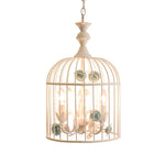 cage oiseaux suspendue vintage fleurs céramique rose clair blanc romantique