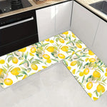 tapis moderne citron feuilles vertes fond blanc chambre salle bain extérieur 40x60cm polyester feutre