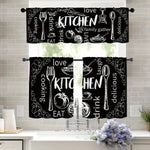 rideau cuisine noir blanc motifs ustensiles vintage semi transparent salon