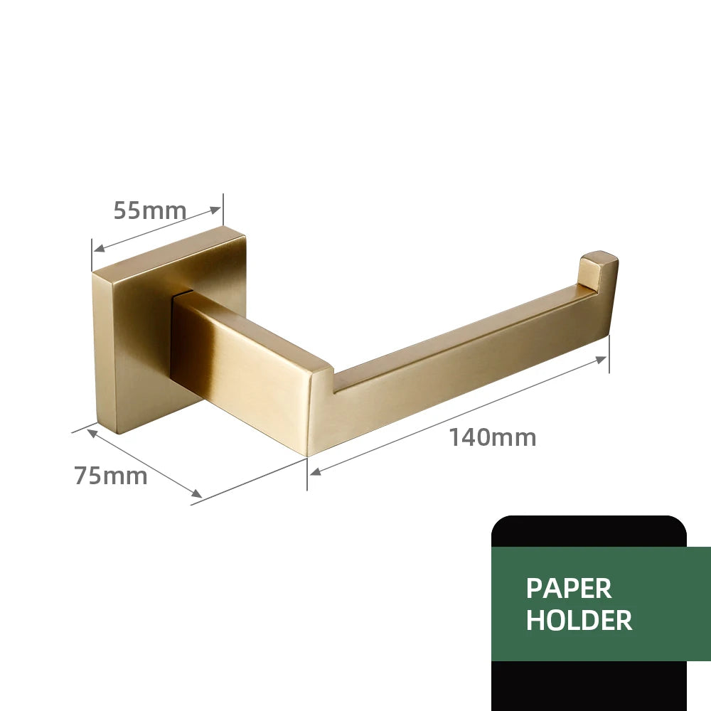 accessoires salle bain doré moderne minimaliste double étagère porte serviettes porte papier toilette brush
