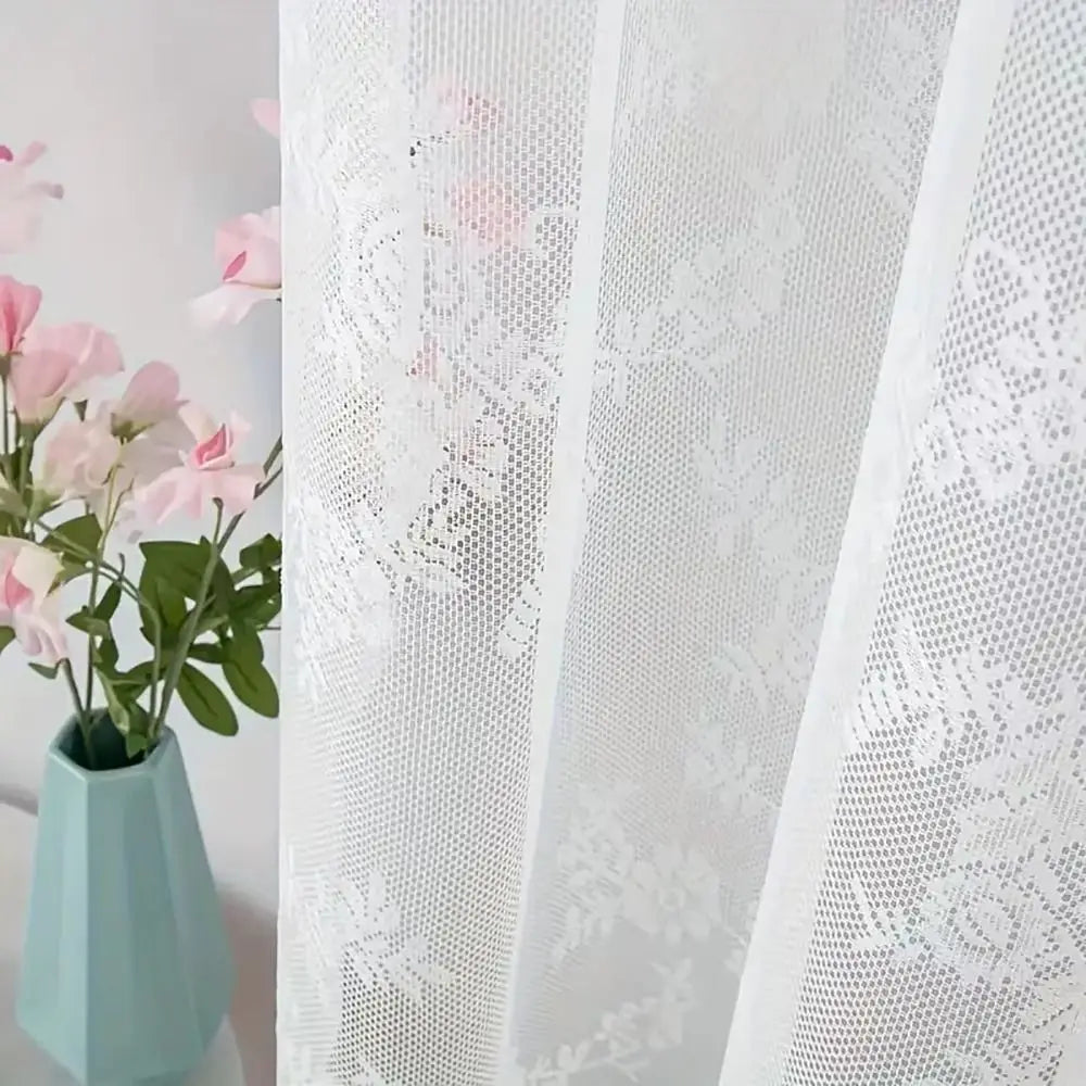 rideau dentelle florale transparent blanc romantique tringle 150x200cm 150x100cm 70x60cm decoration european americain
