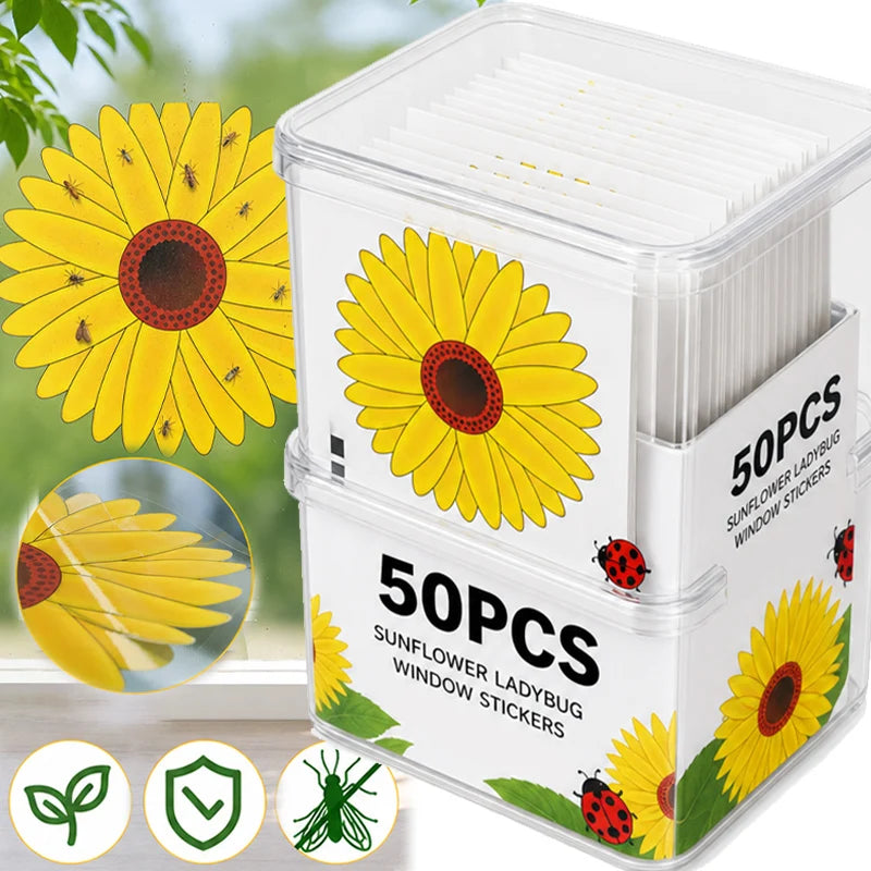 stickers muraux adhésifs fleur tournesol coccinelle jaune rouge vert décoratif intérieur