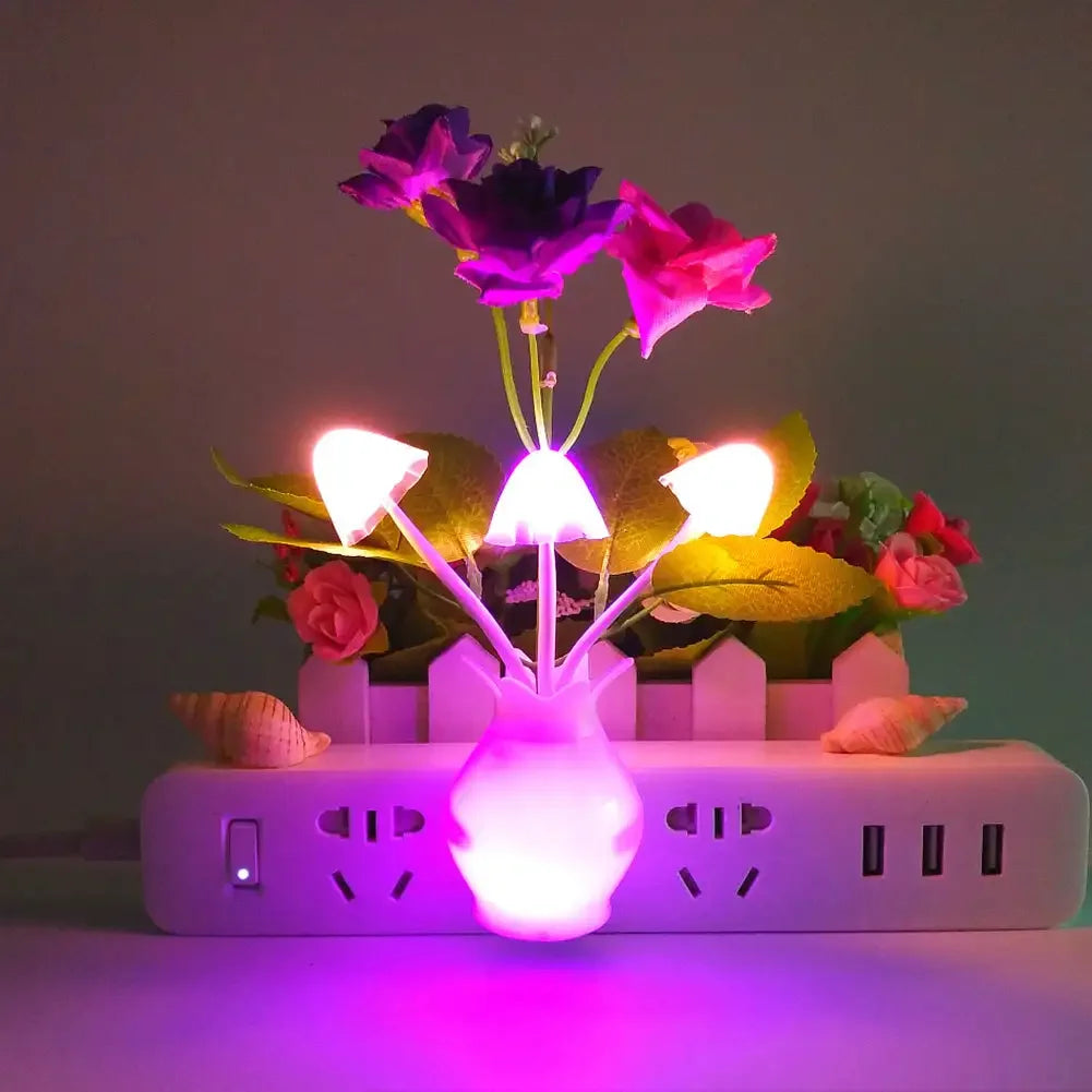 lampe nuit led blanc rose vert jaune bleu fleurs artificielles moderne adhésif interrupteur câble