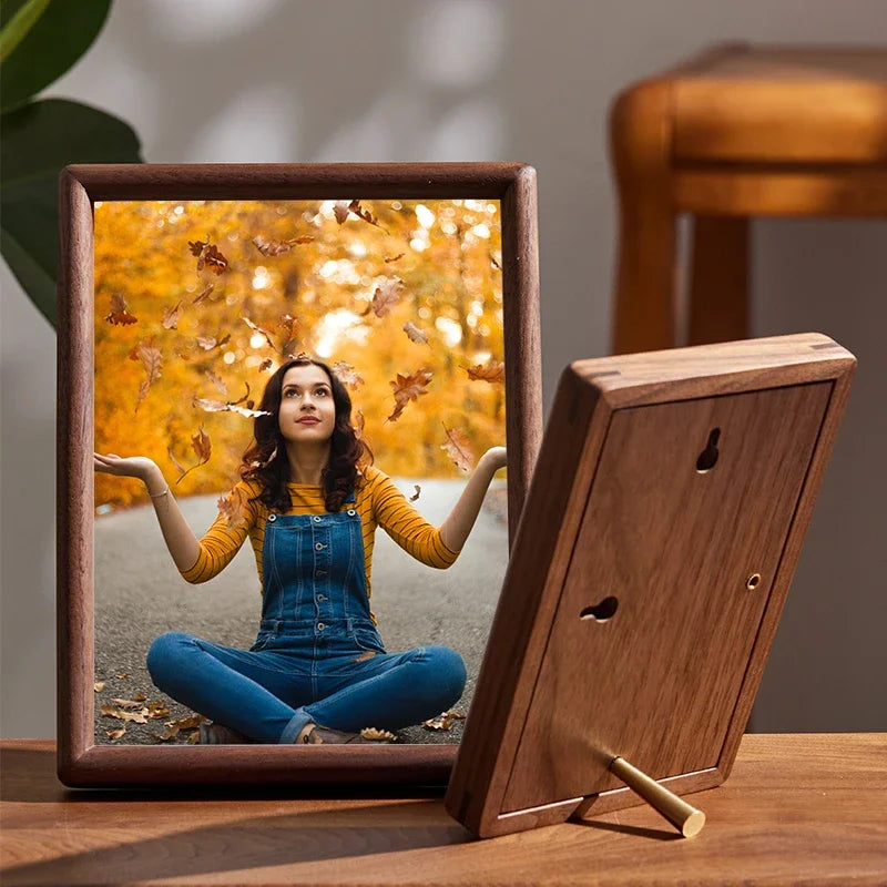 cadre photo bois marron rustique minimaliste chaleureux murs decoration paysages portraits animaux