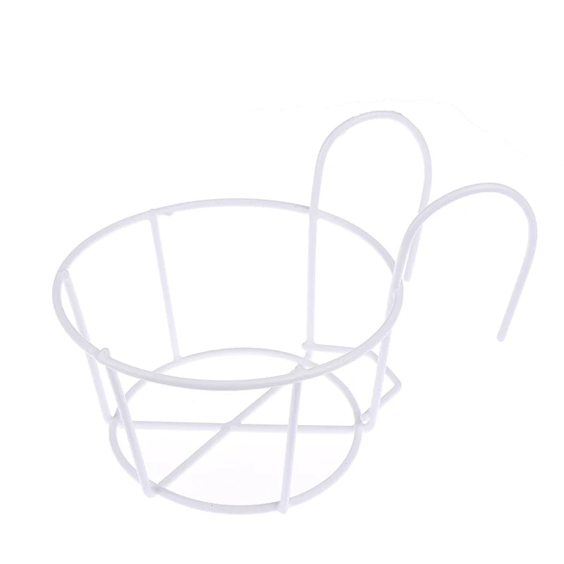 support fleurs moderne noir marron blanc grille métal crochetsextérieur balcon garde corps
