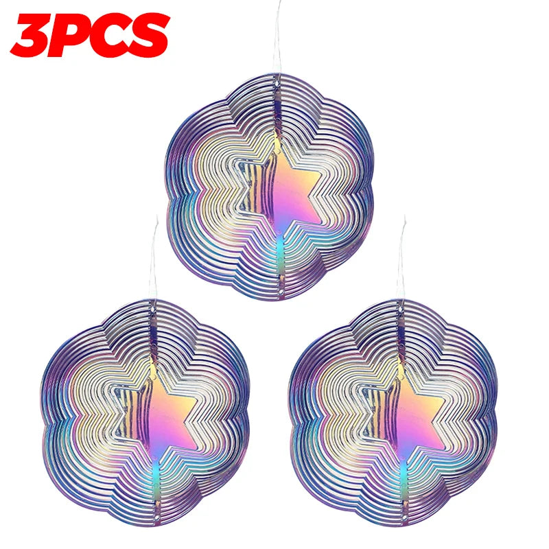 spirales decoratives anti oiseaux multicolore moderne artistique fil suspension jardin decoextérieur reflet