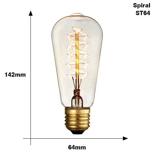 ampoules filament vintage transparentes dorées éclairage rétro tringles câbles noirs e27 180deg 30000h