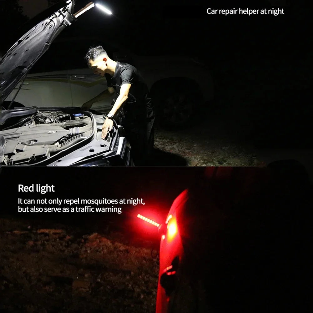 lampe travail multifonction rechargeable usb modes lumière blanche rouge jaune sécurité