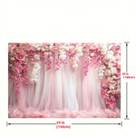 toile fond tulle semi transparent fleurs roses orchidées decoration murale romantique fiancailles mariage