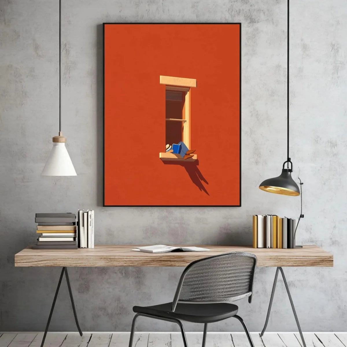 tableau abstrait moderne orange sans cadre décoration murale salon chambre coucher impression toile