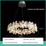 Suspension lumineuse moderne transparente argentée fleurs cristal 3000k 6000k chambre salon