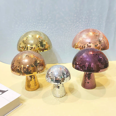Lampe champignon disco miroir couleur prune