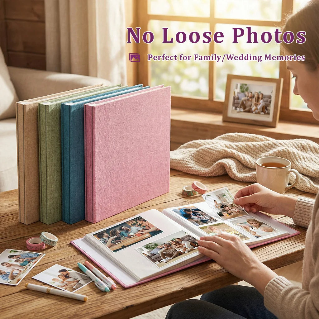 album photo moderne toile rose vert bleu gris beige violet 28cm 27cm 40pages