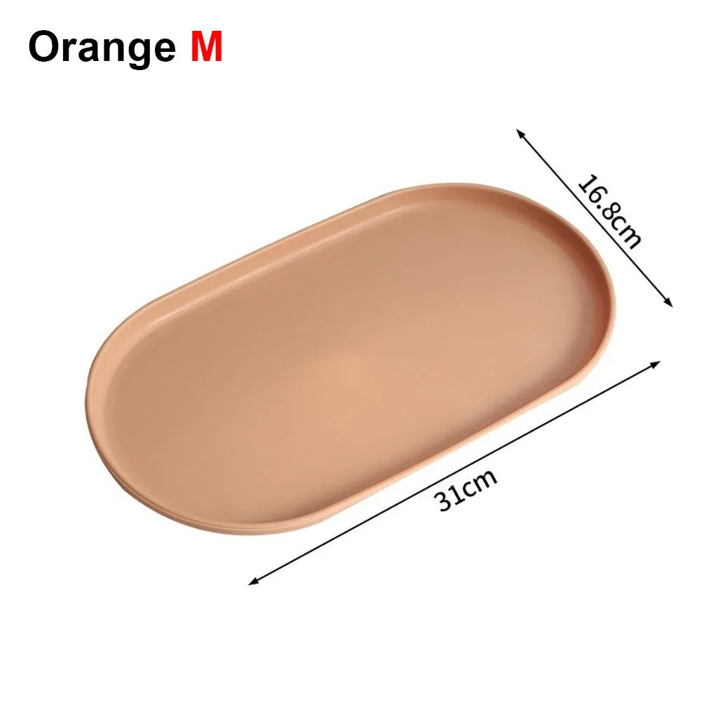 assiettes ovales modernes plastique beige marron clair plateaux service alimentaire réutiliables minimalistes
