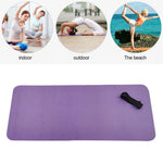 tapis yoga violet rayures moderne 25cm 60cm poignée noire yoga fitness