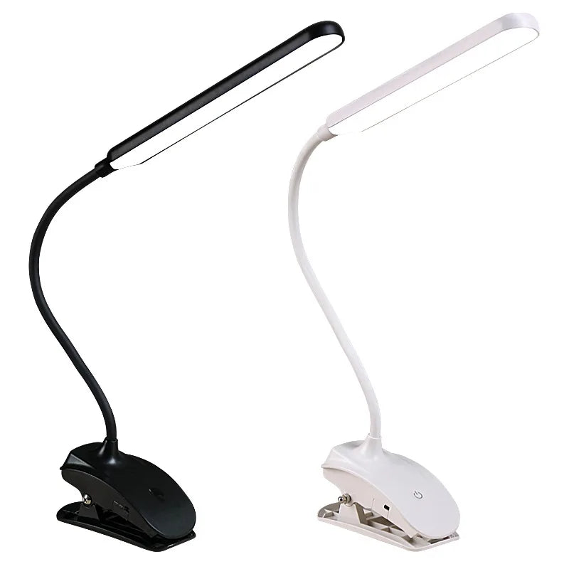 lampe rechargeable led pince noir blanc moderne étudiante lecture chambre dormir USB