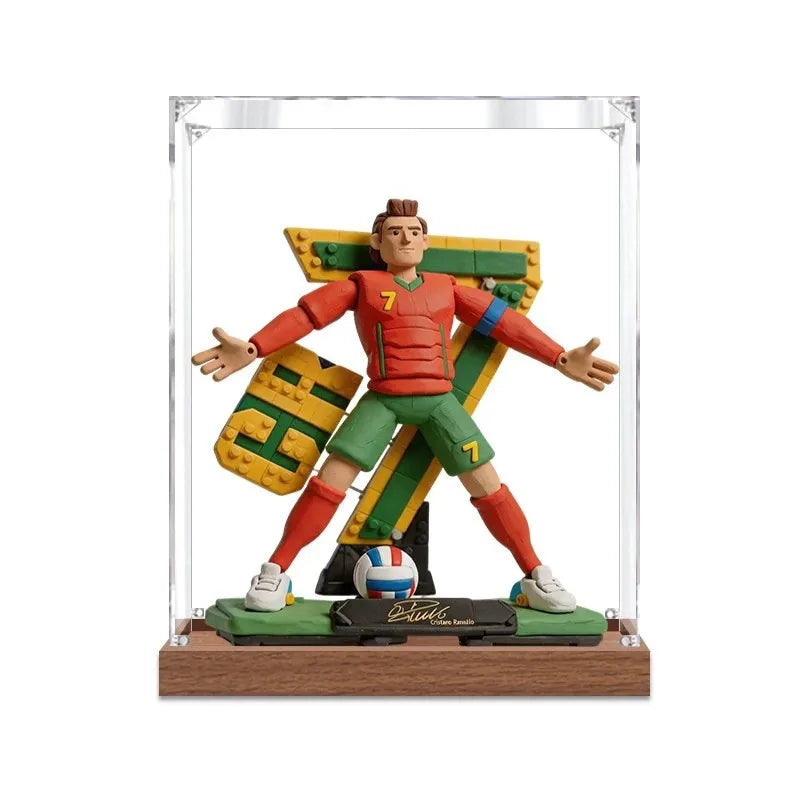 boîte rangement acrylique transparente figurines articulées moderne capacité 18 carte blanche textures géométriques