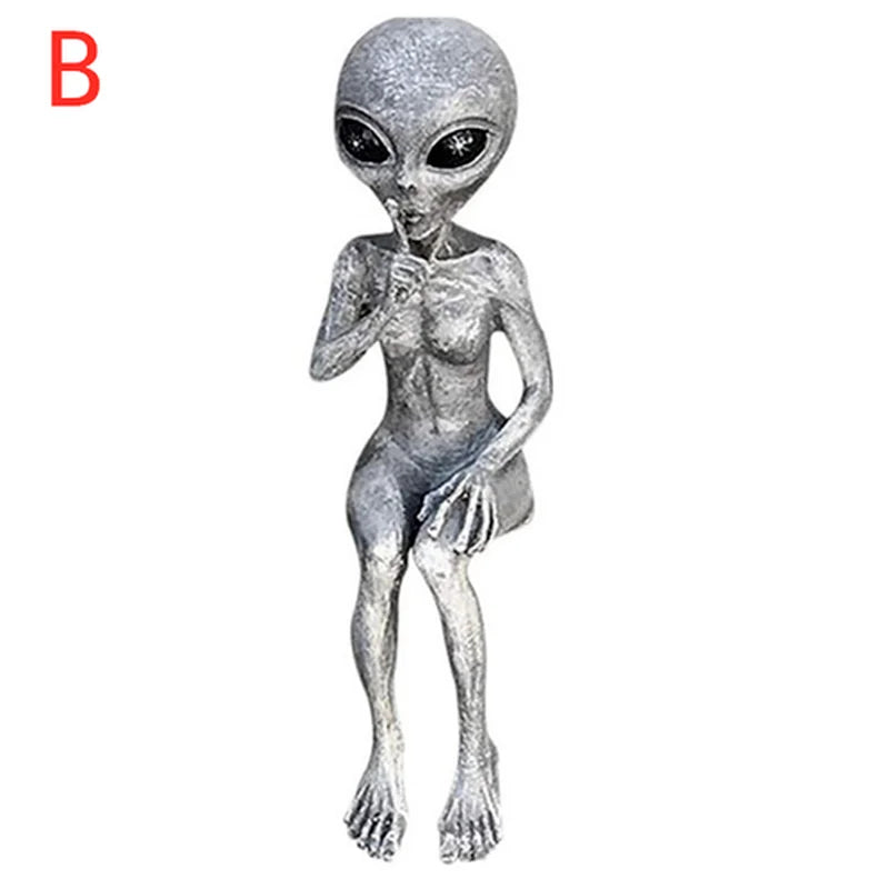 décoration jardin aliens argenté vert science fiction extérieure texteure grise humour paix silence