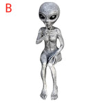 décoration jardin aliens argenté vert science fiction extérieure texteure grise humour paix silence