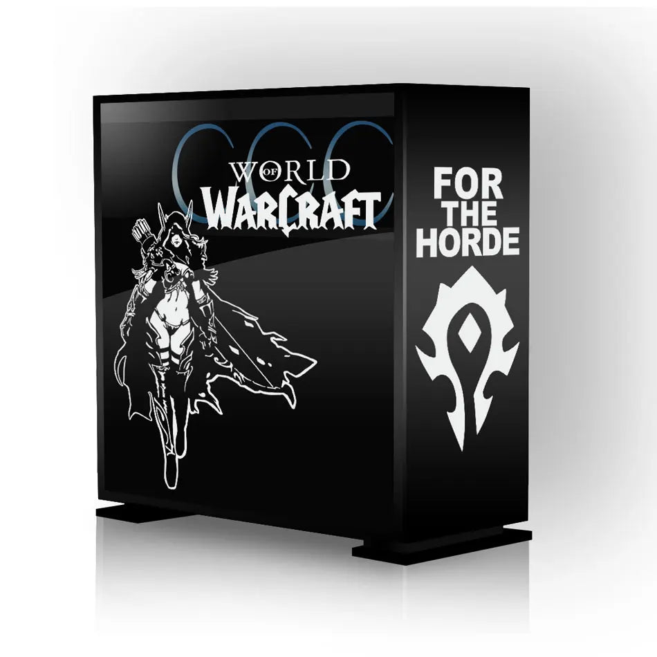 autocollants vinyle decoration graphique world of warcraft noir blanc boitier pc moderne gaming fenetre