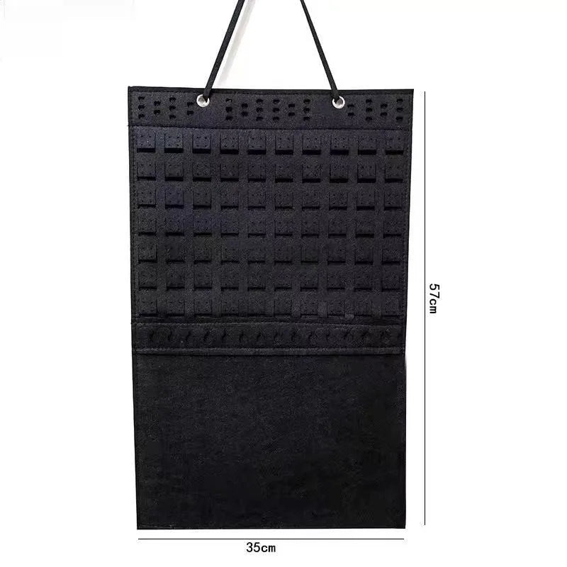 porte bijoux mural noir moderne grille perforée crochets suspension organisateur bijoux