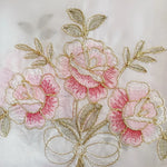 rideau fleur brodé blanc rose vert translucide classique romantique fixations ruban noir