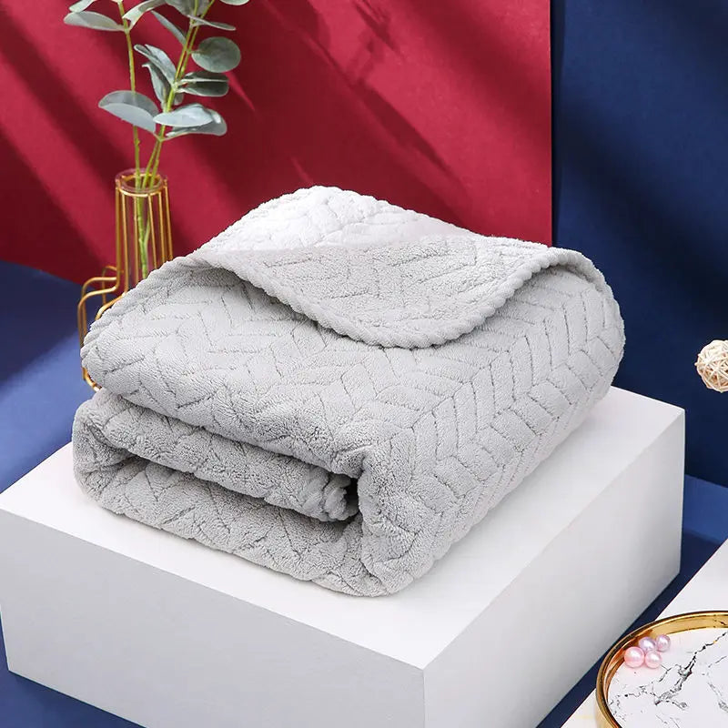 serviette bain microfibre absorbante séchage rapide lavable machine couverture motif géométrique vert pastel rose
