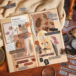 feuilles autocollants vintage transparents lettres images fleurs papillons marron beige gris rose