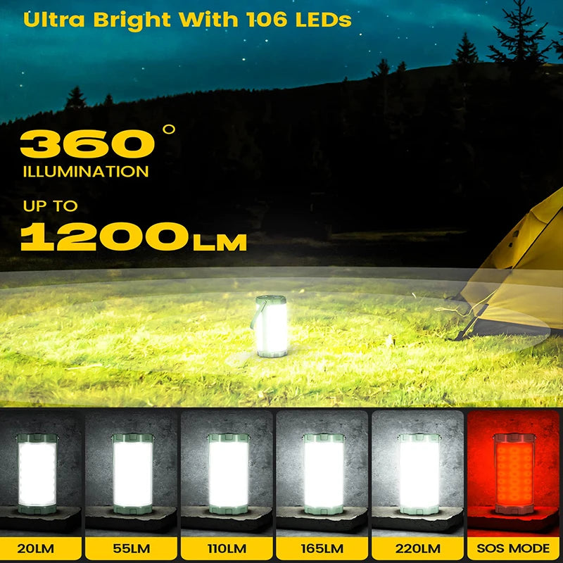 lampe torche portable vert moderne ip68 étanche mode ajustable led rechargeable annuel anneau inclusion