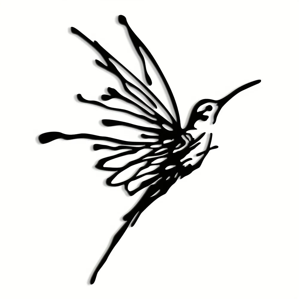 décoration murale oiseau noir silhouette graphique minimaliste détachable extérieur 14cmx16cm métal fer