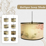 abat jour artisanal bambou illustration paysage oiseaux fleurs tringle contemporain