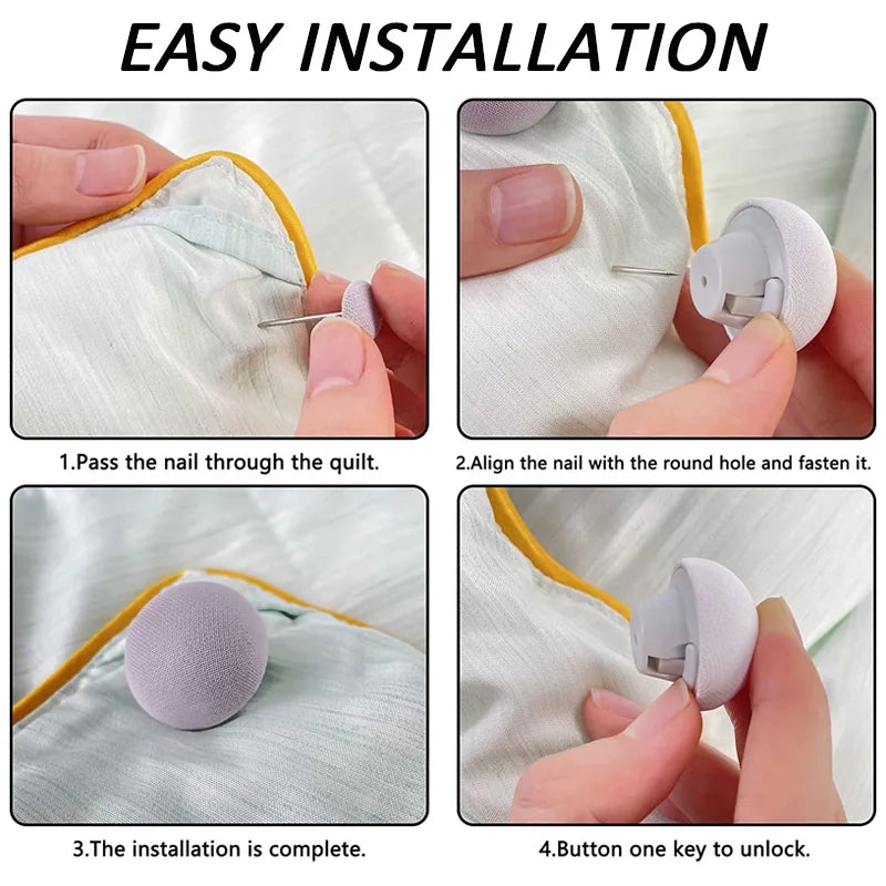 Pinces de fixation utilisées pour maintenir un drap de lit blanc