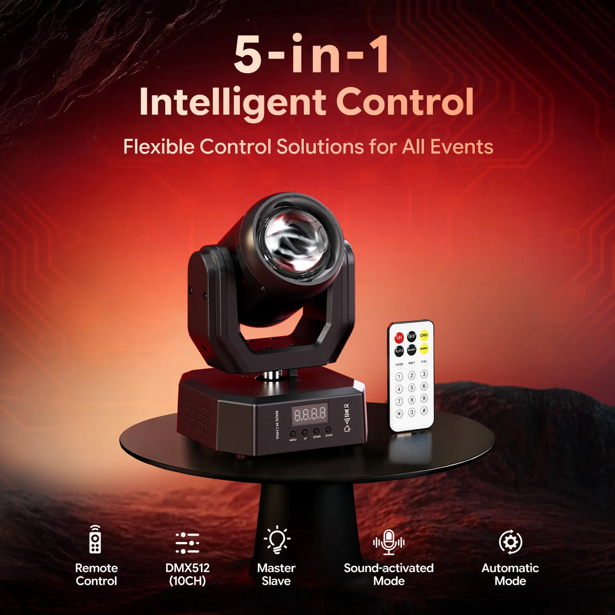 projecteur led noir moderne dmx affichage numerique ports dmx scènes dj discothèque