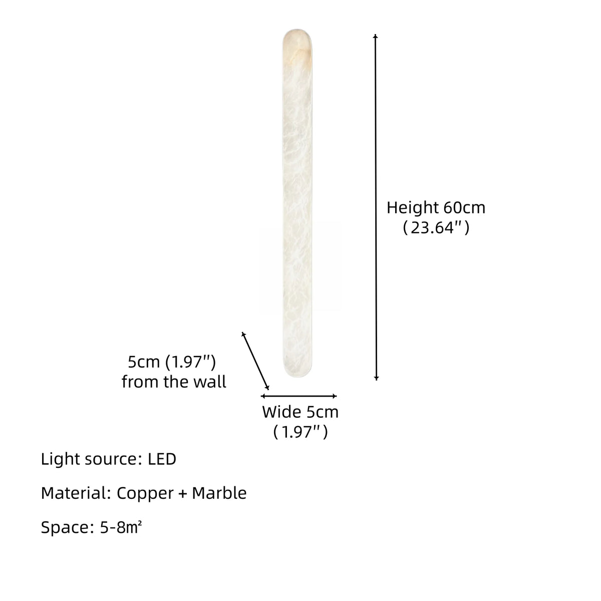 applique murale moderne marbre blanc doré salon chambre coucher led 60cm