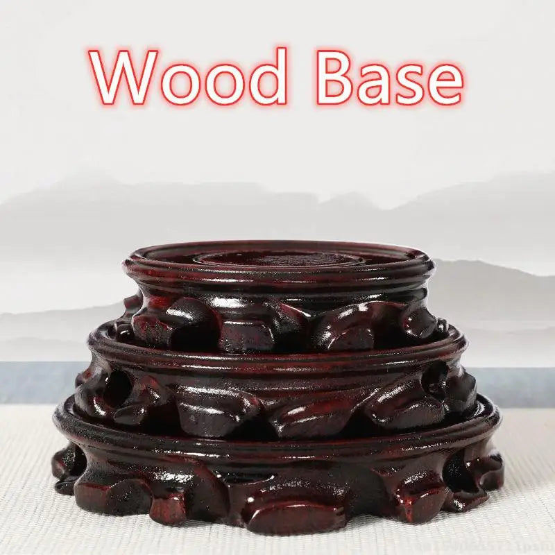 support bois sculpté marron foncé socle décoratif artisanal vase objet d'art