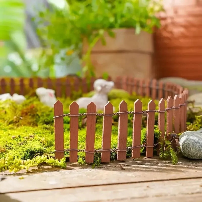 clôture miniature bois rustique décoration jardin bonsaï ligne verticale marron projet artisanal conte fées