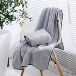 serviettes bain fibre bambou rayées moderne gris clair absorbantes rapide séchage lavage machine qualité