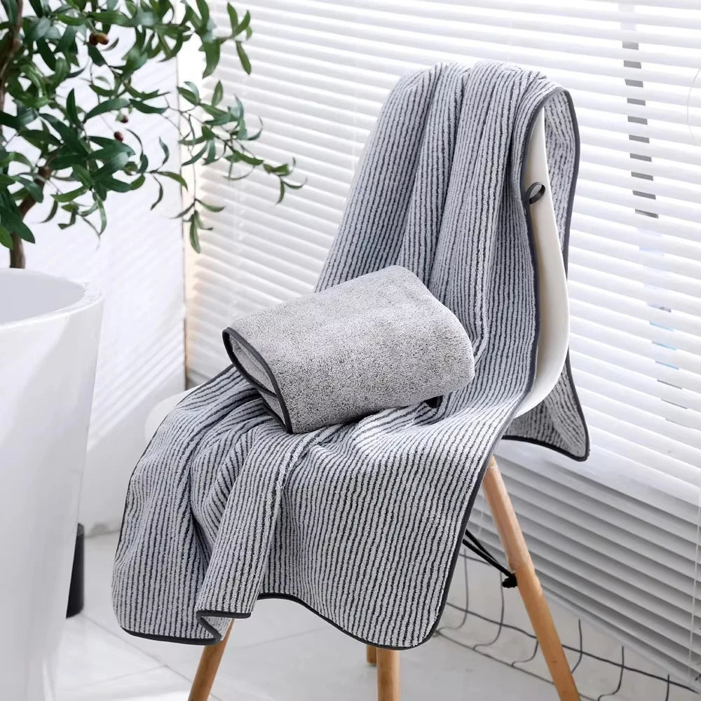 serviettes bain fibre bambou rayées moderne gris clair absorbantes rapide séchage lavage machine qualité