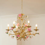 lustre suspendu led rose céramique fleurs cristaux classique interrupteur tactile chambre salon