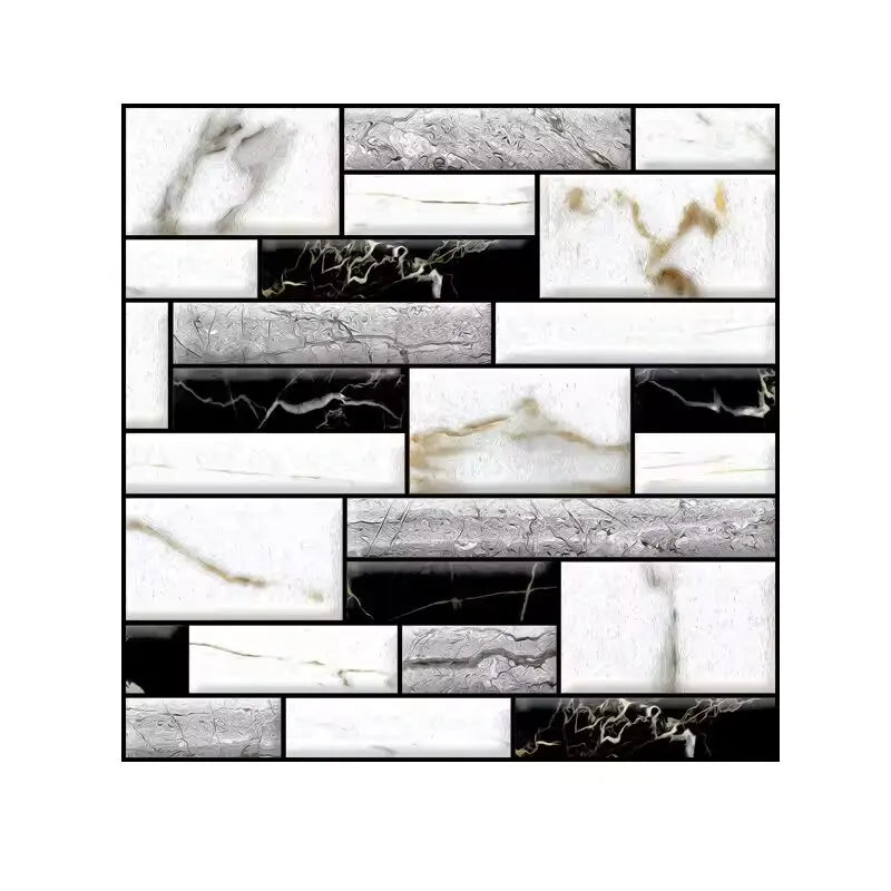 panneau mural 3d marbré moderne autocollant pvc résistant l'eau blanc gris noir