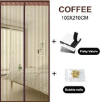 rideau porte magnétique beige noir maille fine moderne anti moustiques opacité barre poids