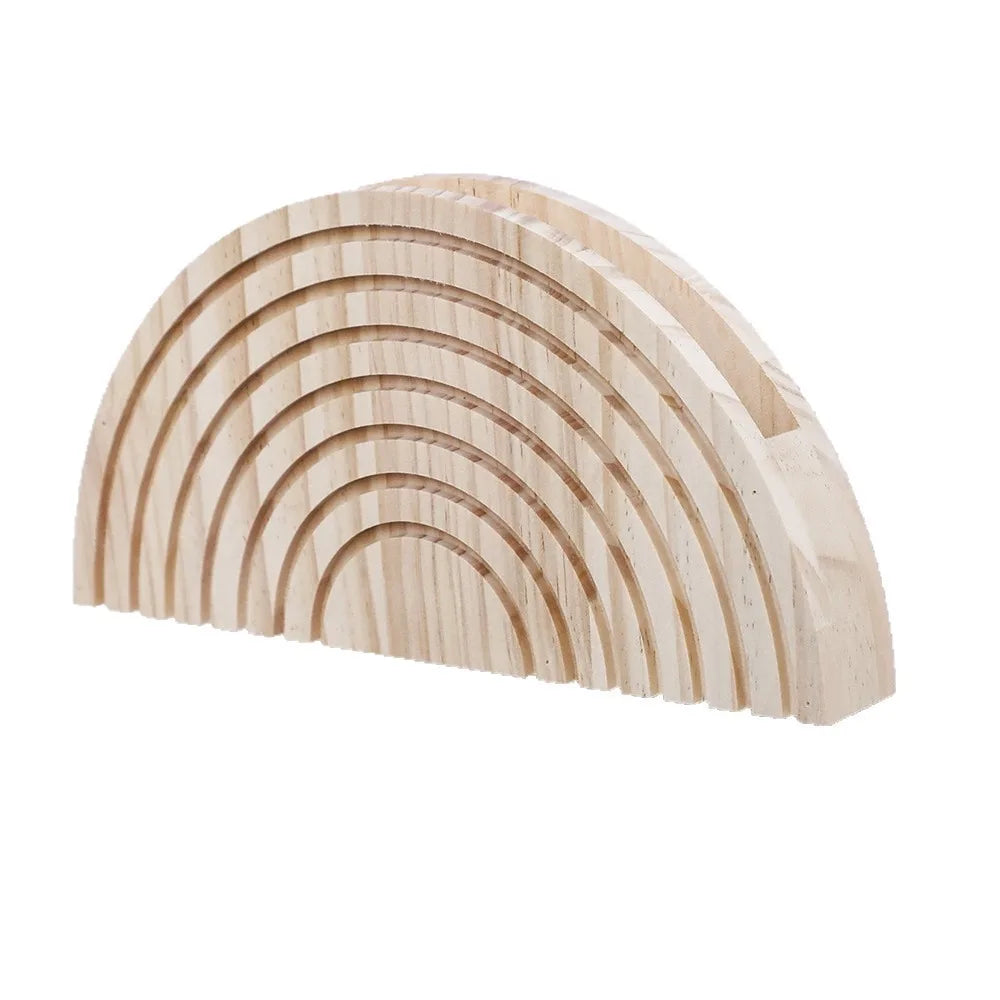support mural minimaliste demi cercle rayures circulaires bois naturel moderne jardinière murale sans fixation