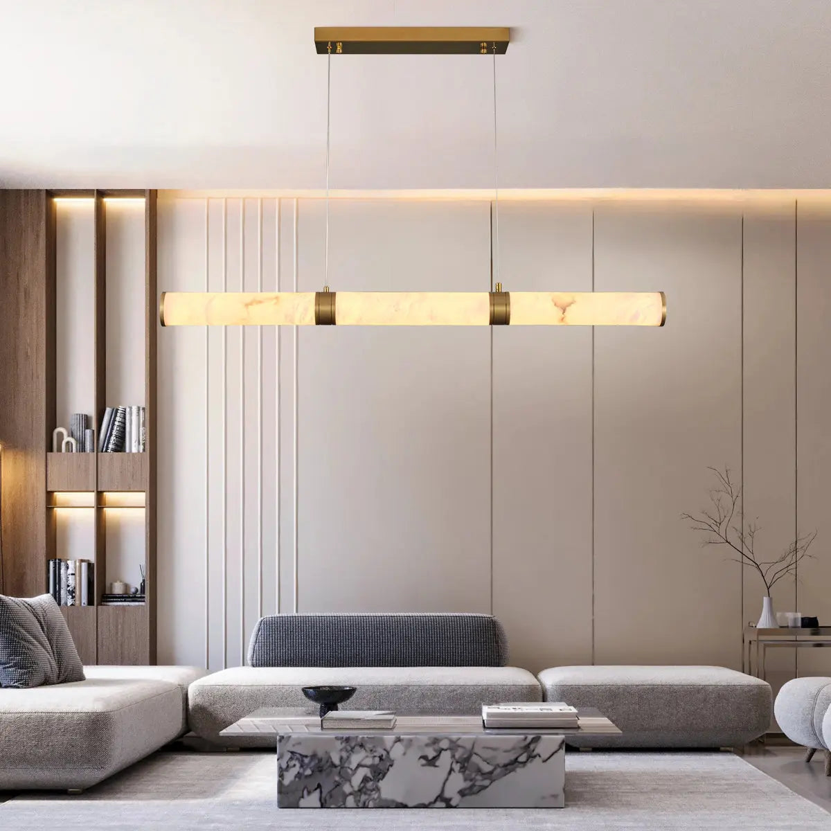 Suspension lumineuse marbre veining moderne blanc beige doré 90 260V 249 2000lm