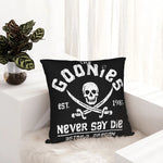 taie d'oreiller crâne goonies sabres vintage noir zip invisible 18x18in polyester lit