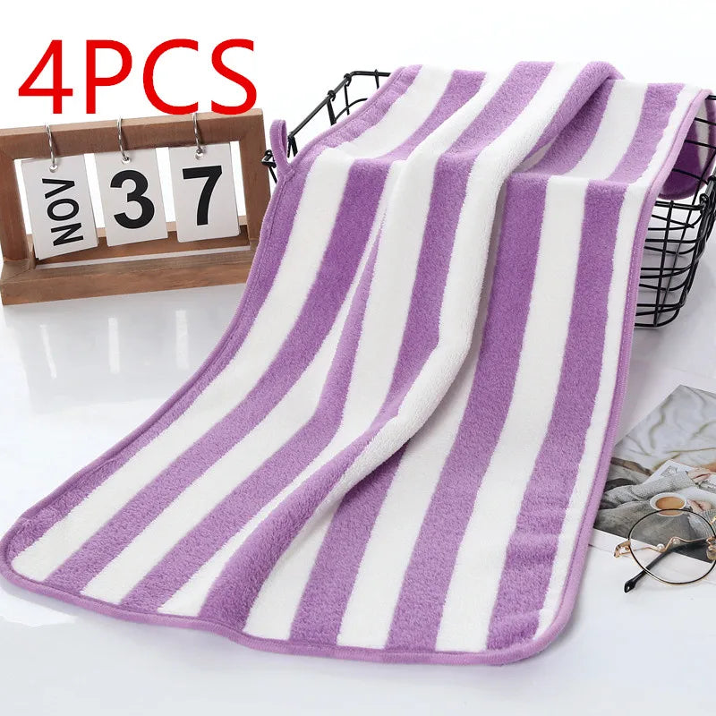 serviettes bain microfibre séchage rapide rayées moderne rose bleu vert gris blanc adultes