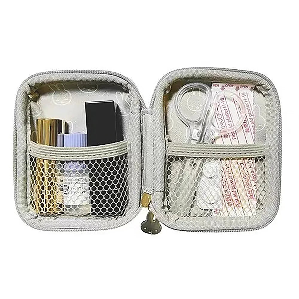 pochette zippée miffy blanc gris compartiments mesh adorable cosmétiques portable