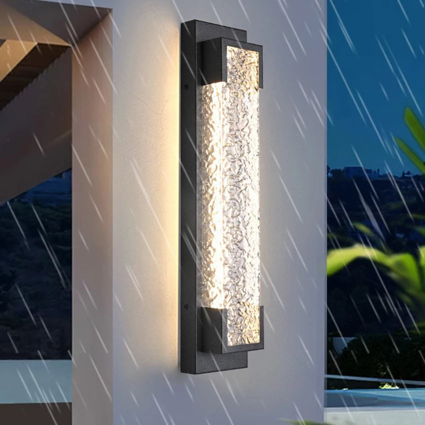 applique murale moderne acier inoxydable noir translucide ip65 led extérieure fixée 48cm 60cm 90cm