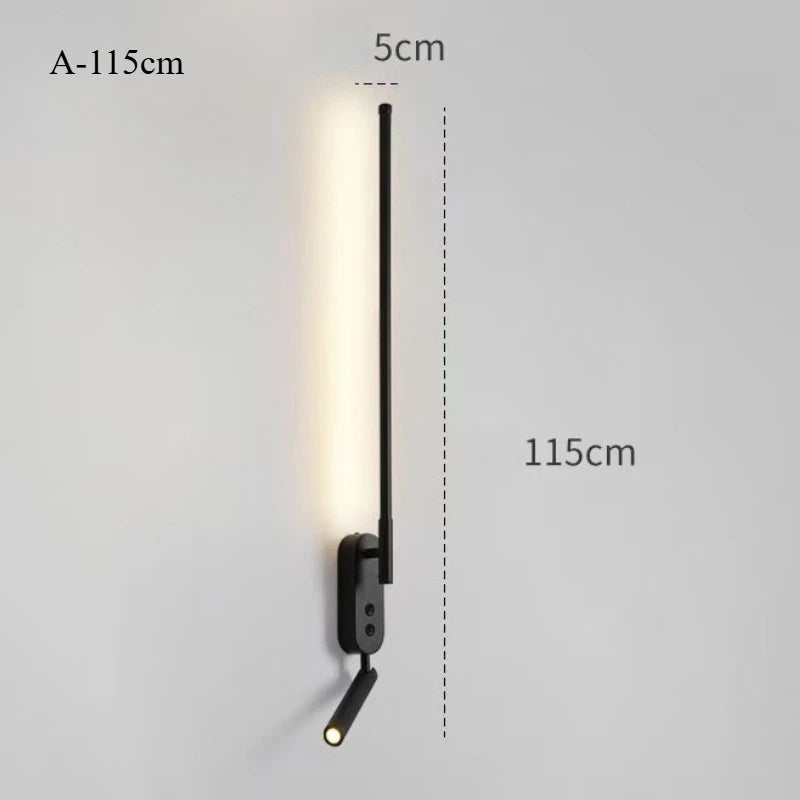 lampe murale moderne minimaliste fixée mur alimentée courant alternatif lumière jaune noir chambre coucher