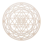 coasters bois clair gravure circulaire fleur vie om lotus minimaliste 14cm 30cm